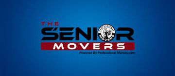 Logo for The Senior Movers on blue background.