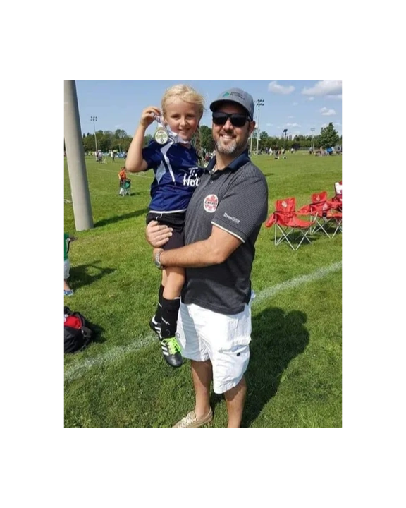 Finishing Timbits soccer with coach Matthew Marquardt