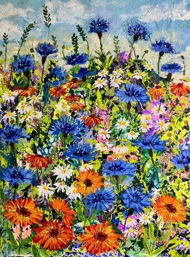 Wildflowers, including marigolds cornflowers and daisies