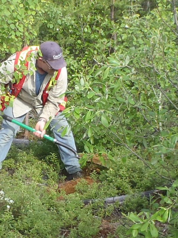 Professional Consulting Archaeologist Alan Korejbo Completing an HRIA in Northern Saskatchewan