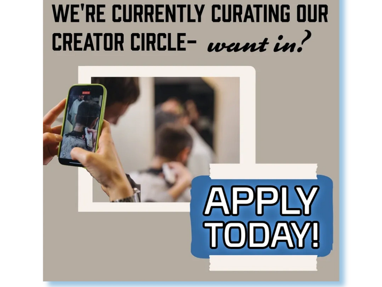 Invitation to join a curated creator circle with a call to apply today.