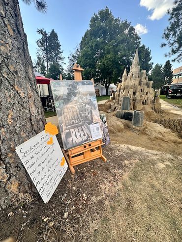 Art on the Green 2025 Scotty and crew, Terri, Jon, Ben and 2 big ass dump trucks with a lot of crapp
