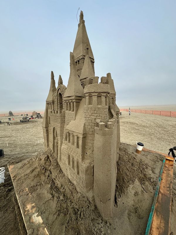 Sand Fest Sea side Oregon 2025 scotty Dodson and terii sandcastle Hugh sandcastle 45 tons of sand