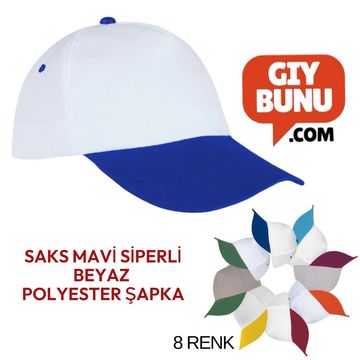 toptan mavi beyaz şapka polyester