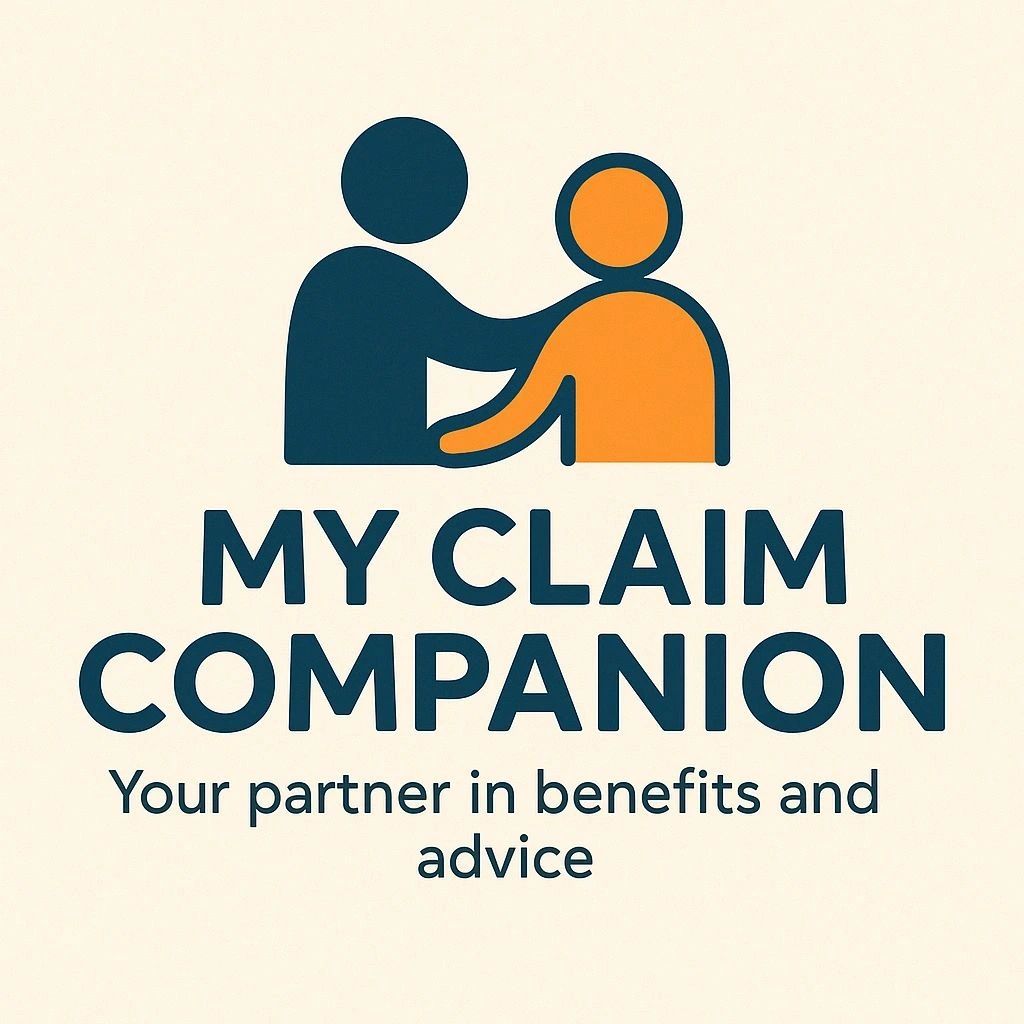 Logo depicting partnership in benefits and advice with two figures and text.