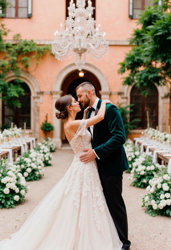 The bridal first kiss