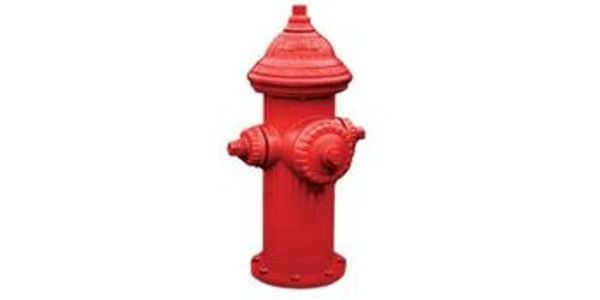 A bright red fire hydrant isolated on a white background.