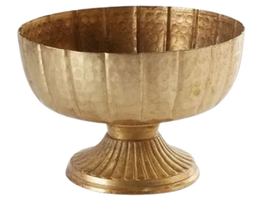 Distressed Gold Metal Compote Bowl
7.75"L x 7.75"W x 5.75"H
QTY: 10
