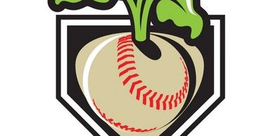 A baseball designed as a turnip.