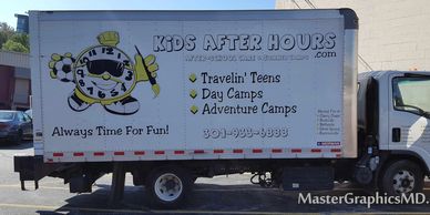 Logos on trucks.  Box Truck Lettering, cheap!