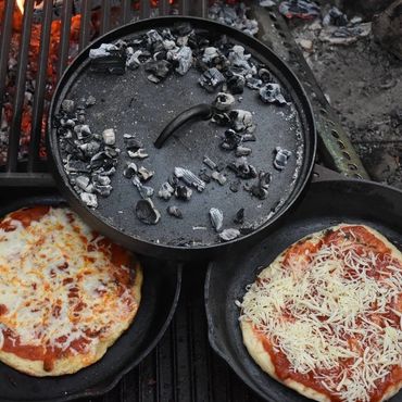 making pizza at Burlingame State Park Campground