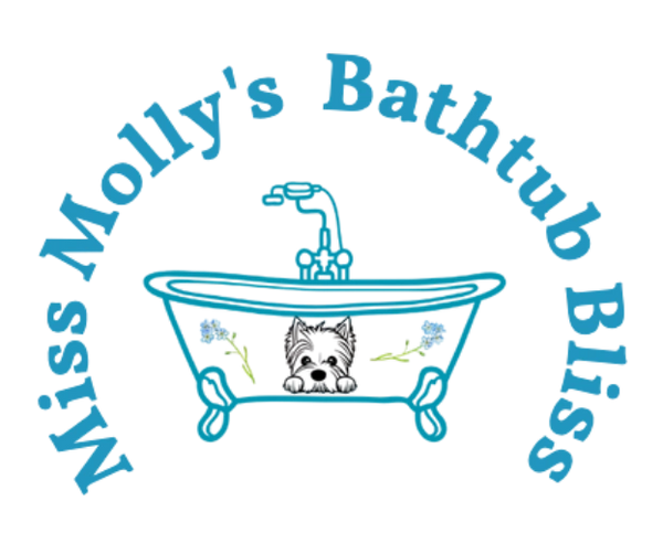 Logo of Miss Molly's Bathtub Bliss featuring a clawfoot tub with flowers.