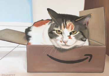 Calico cat original oil painting cute artwork