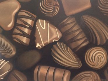 Chocolates oil painting brown food