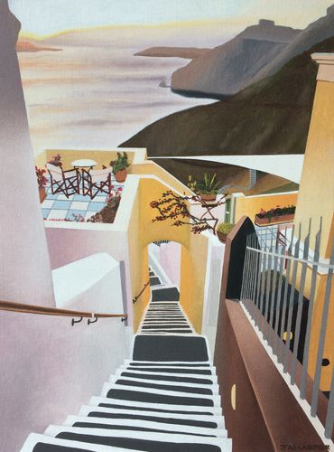 Fira Thera Santorini Greece original oil painting for sale uk