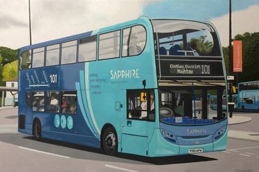Arriva bus service Sapphire 101 Chatham Gillingham Maidstone transport original oil painting