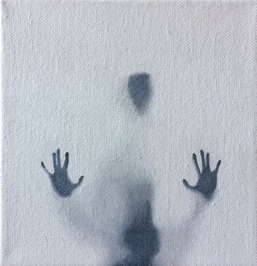 abstract figure art original oil painting black and white monochrome alien communication