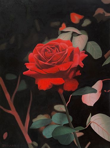 red rose original oil painting for sale uk framed ready to hang floral art flower
