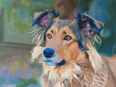 collie dog original oil painting on canvas for sale uk pet portrait
