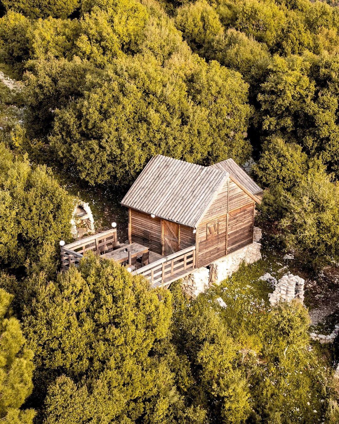 Wood cabin in nature