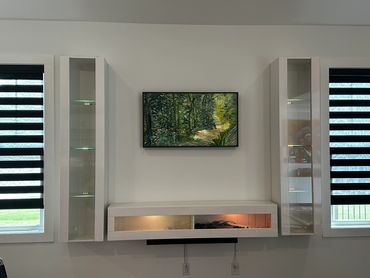 Picture TV and customers shelves.