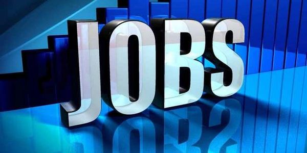 3D letters spelling 'JOBS' with blue bar graph background.