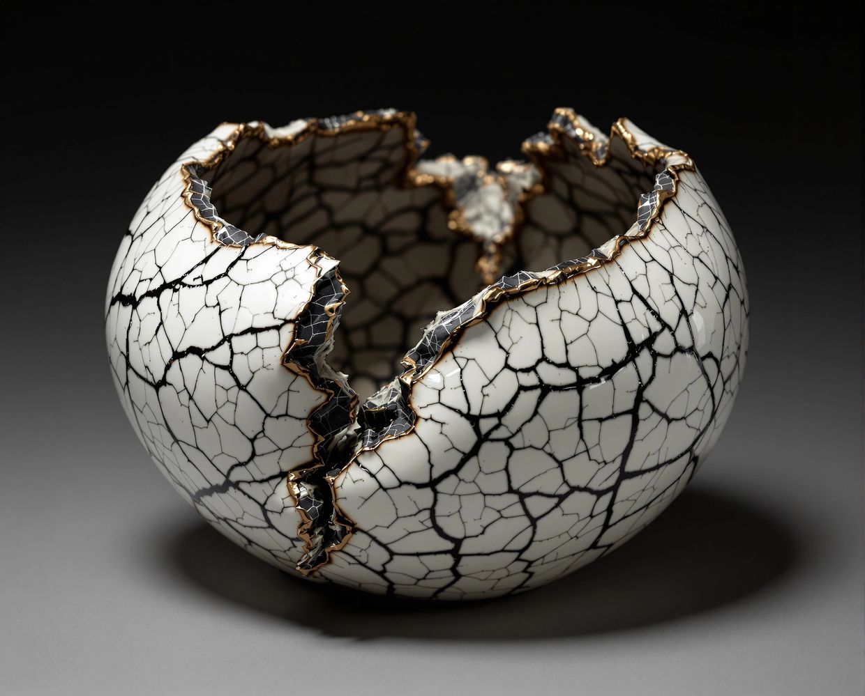 Ceramic vessel with glazed, crackled surface — AI-generated synthographic artwork by davidname.