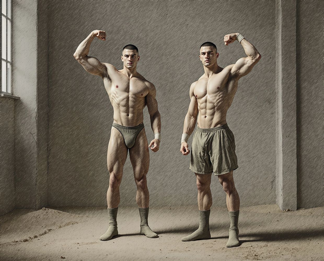 Idealised male physique, classical style — AI-generated synthographic artwork by davidname.