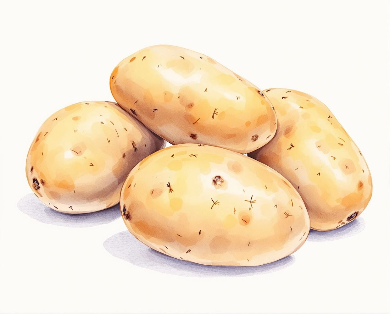 Potatoes rendered in pencil and watercolour — AI-generated synthographic artwork by davidname.
