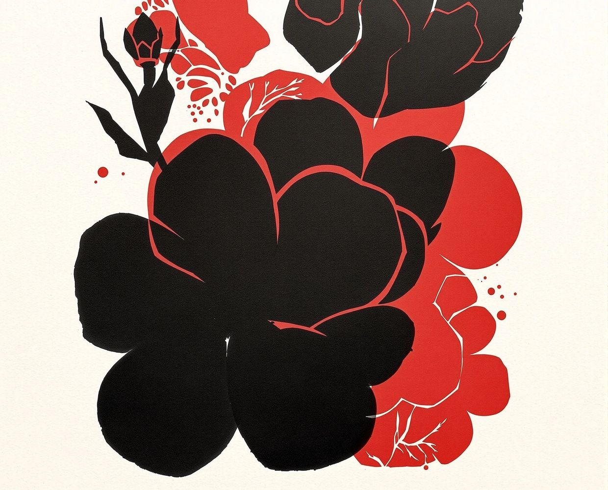 Linocut-style floral composition — AI-generated synthographic artwork by davidname.