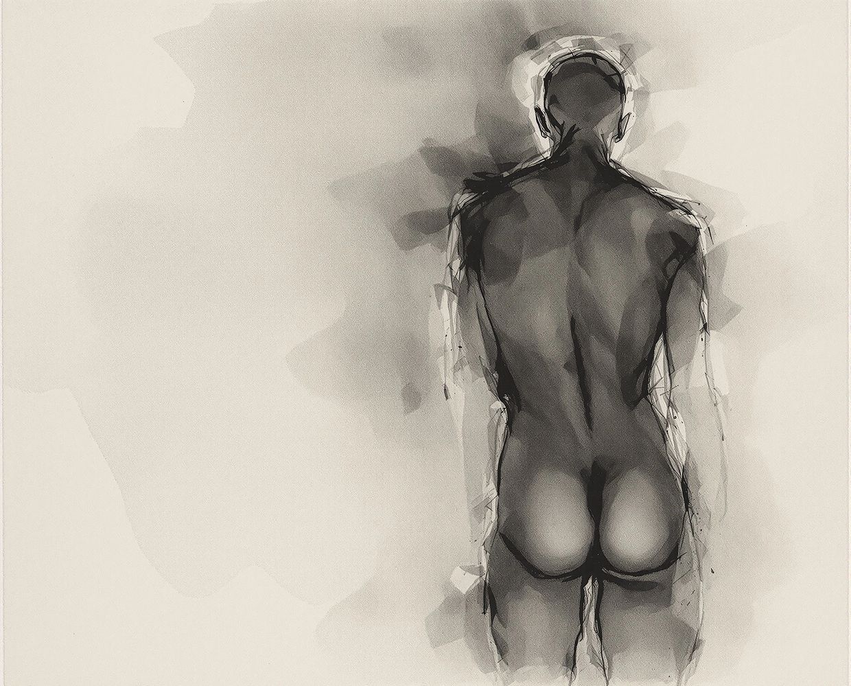 Male nude that remembers the feel of lithography — AI-generated synthographic artwork by davidname.