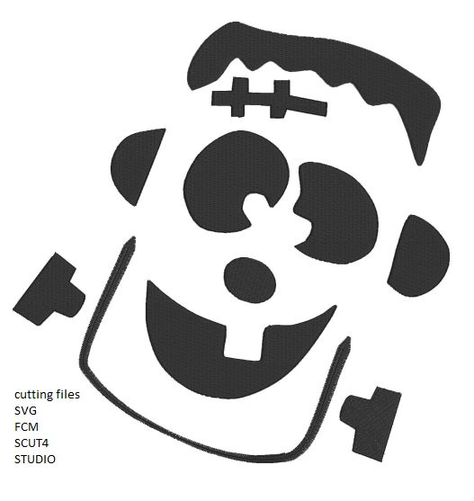 Frankenstein head, face Shadow outline SVG, cutting file design