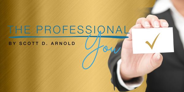 A person holding a card with a gold checkmark, titled 'The Professional You'.