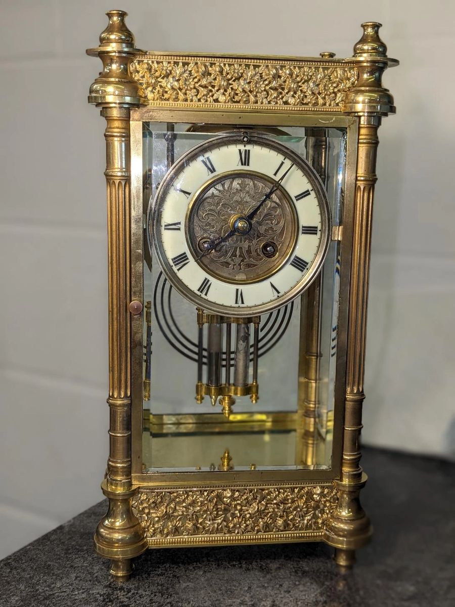 French Four Glass Mantel Clock