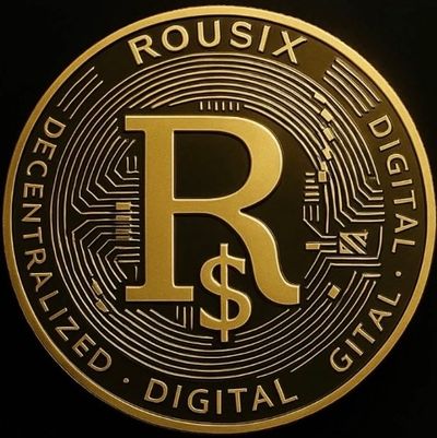 Gold digital coin with the symbol 'R$' and the name Rousix.