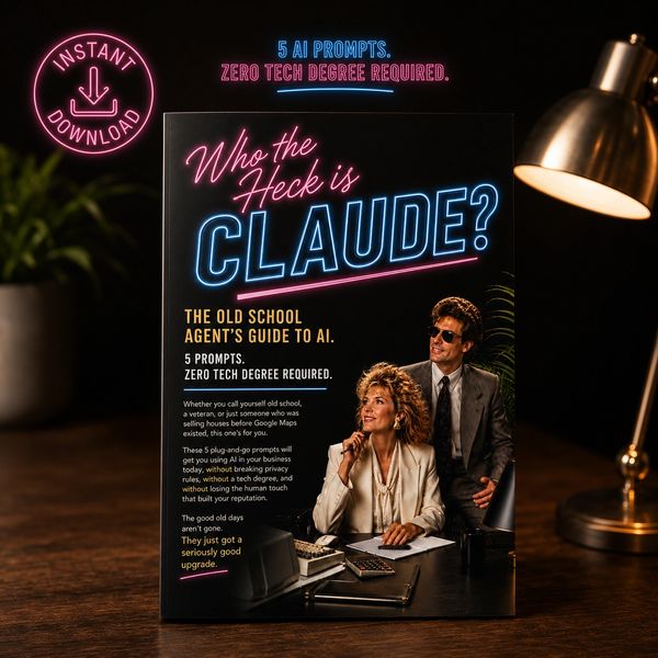 Retro-themed guidebook cover titled 'Who the Heck is Claude?' with vintage office scene and neon text.