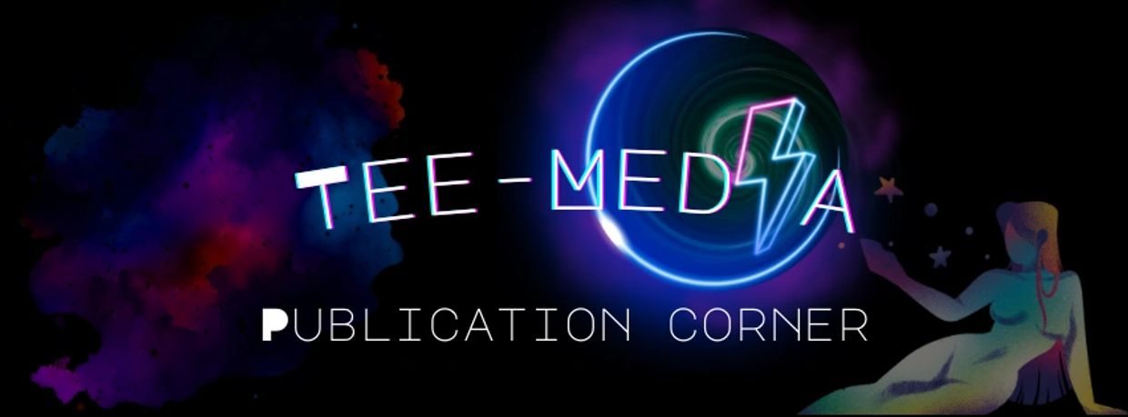 Tee-Media publication corner banner with cosmic theme.