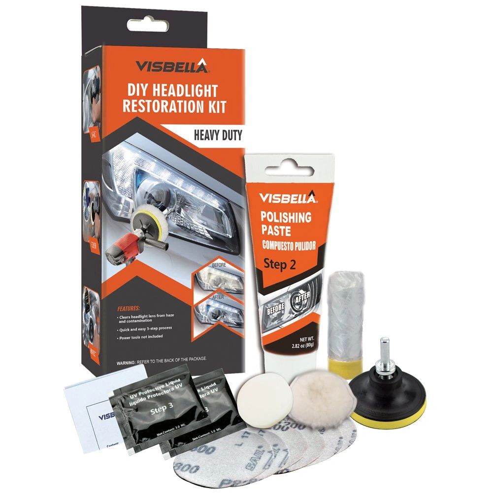 Visbella HG0086AC1B DIY Headlight Restoration Kit Renewal with Protectant Fix Remove Buffer