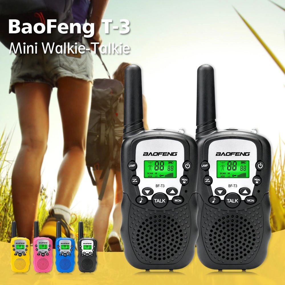 1 Pair Baofeng T3 Ham Walkie Talkie Mini Ham Kids Radio 2W UHF 70cm Black  with
