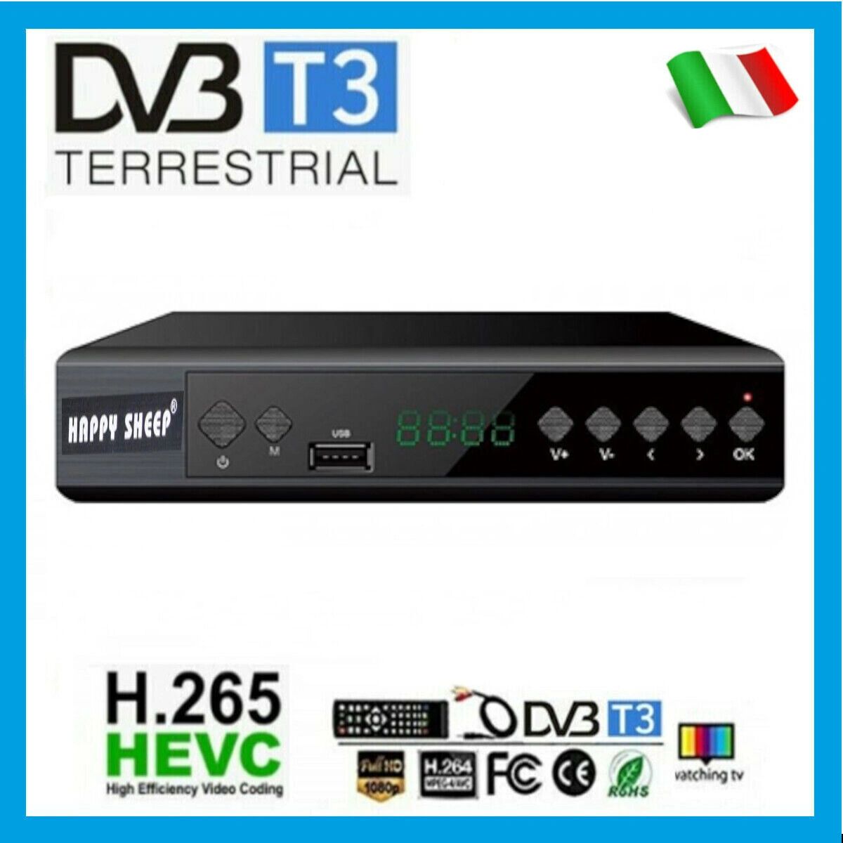 Decoder Satellitare Full HD Compatibile Con Tessera Verde – DVB-S2 HEVC, Telecomando Universale 2 In 1, Media Player USB