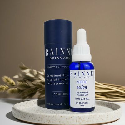 Rainne container with Rainne blue & white bottle
