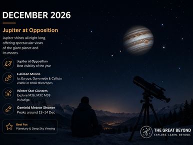 December 2026 sky guide featuring Jupiter at opposition and celestial events.