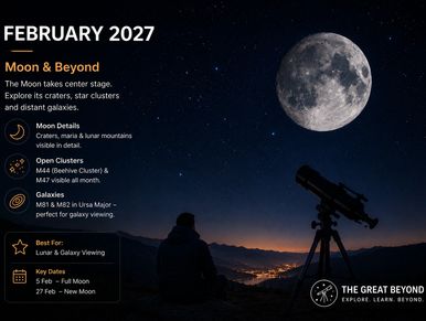 February 2027 moon and galaxy viewing guide with key dates.