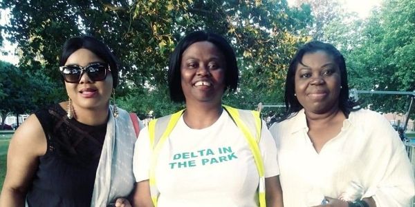 three women smiling