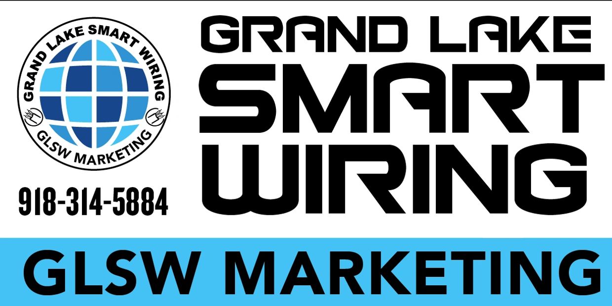 Logo and contact for Grand Lake Smart Wiring with marketing info.