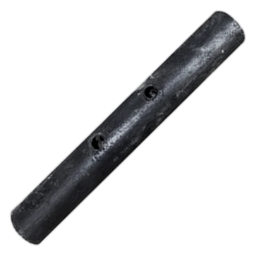 A black metal cylindrical rod with two holes.