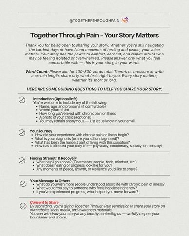 Guidelines for sharing personal stories about living with chronic pain or illness.