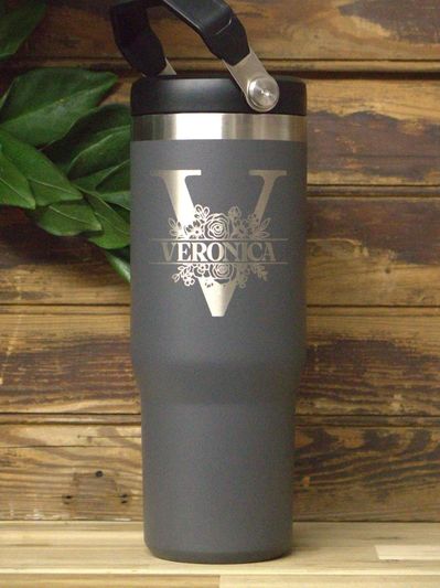 Engraved Stanley Flip-Top Tumbler with 'Veronica' name engraving