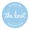 Badge logo saying 'As Seen on The Knot'.