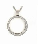 Jeweled Medallion Holder Necklace-Gold or Silver - Image 2